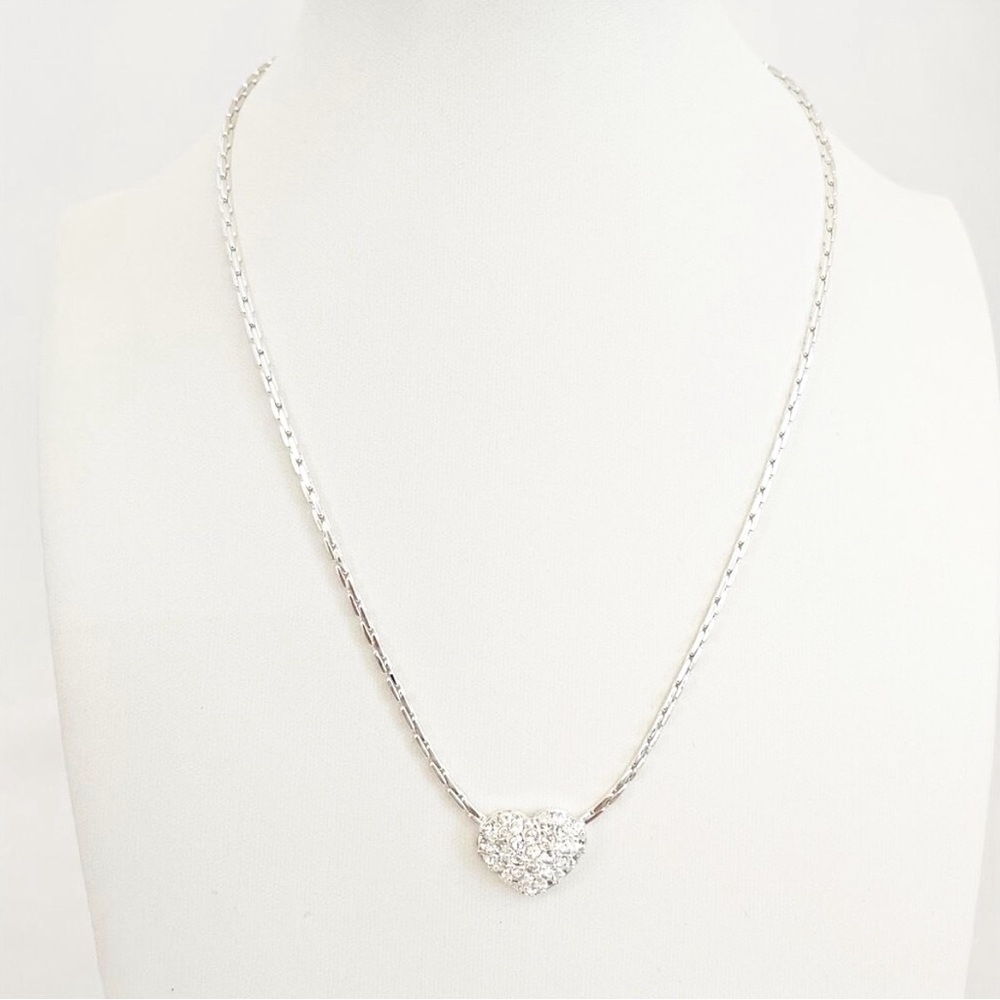 SWAROVSKI Crystal Modern Silver Necklace Heart Pendant 16 in - Picture 10 of 11